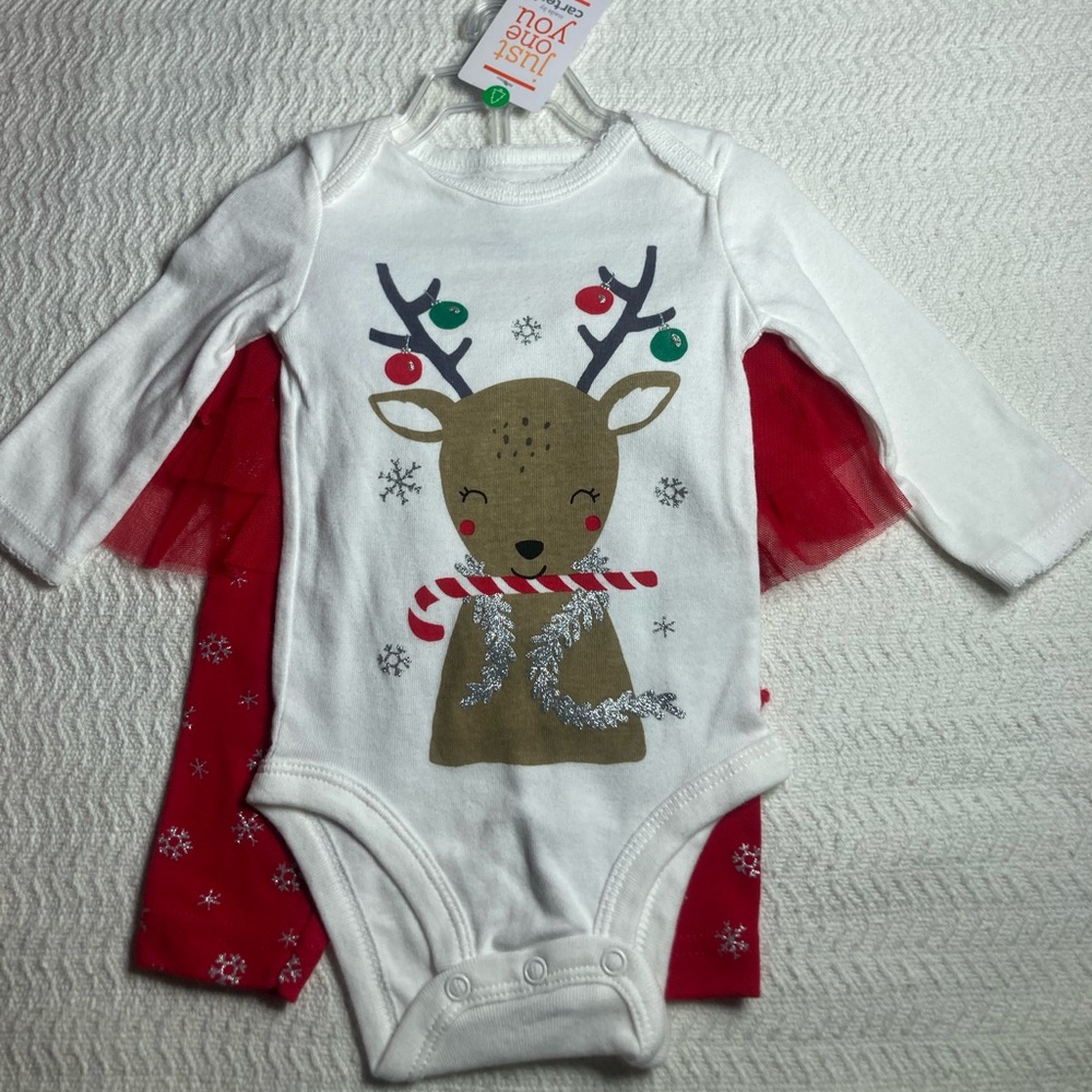 Reindeer Candy Cane Tutu Outfit NEW Baby Girl Infant